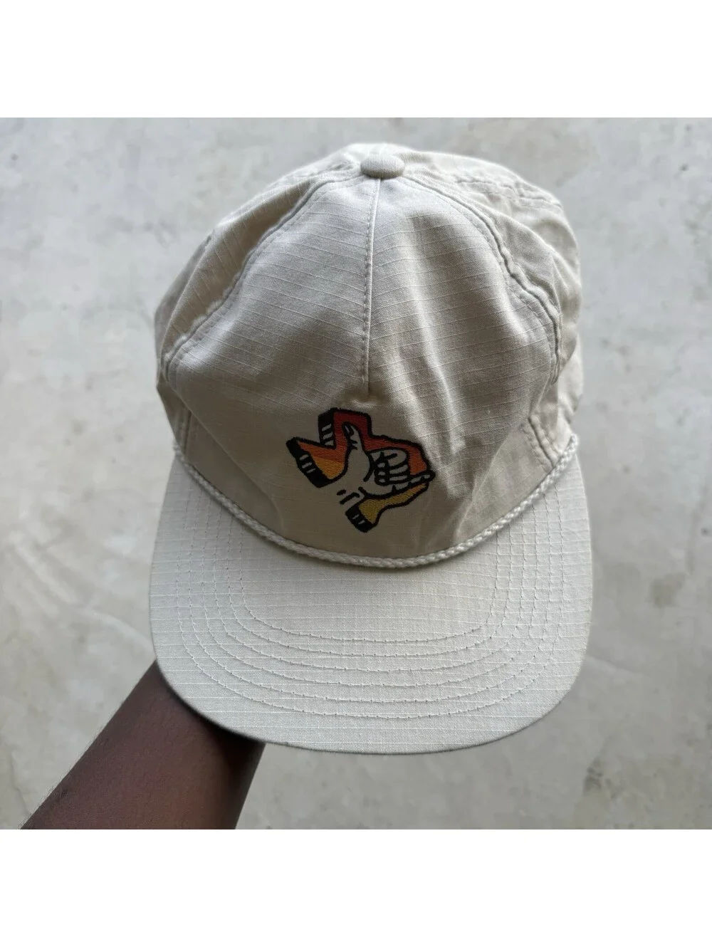 Howler Bros Hat Cap Snap Back Mens One Size Beige Texas Shaka Rope Graphic